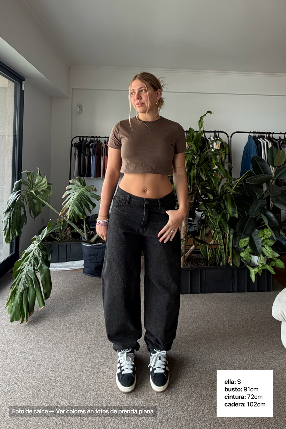 Baby Tee + Jean Baggy Oxido Black Mujer