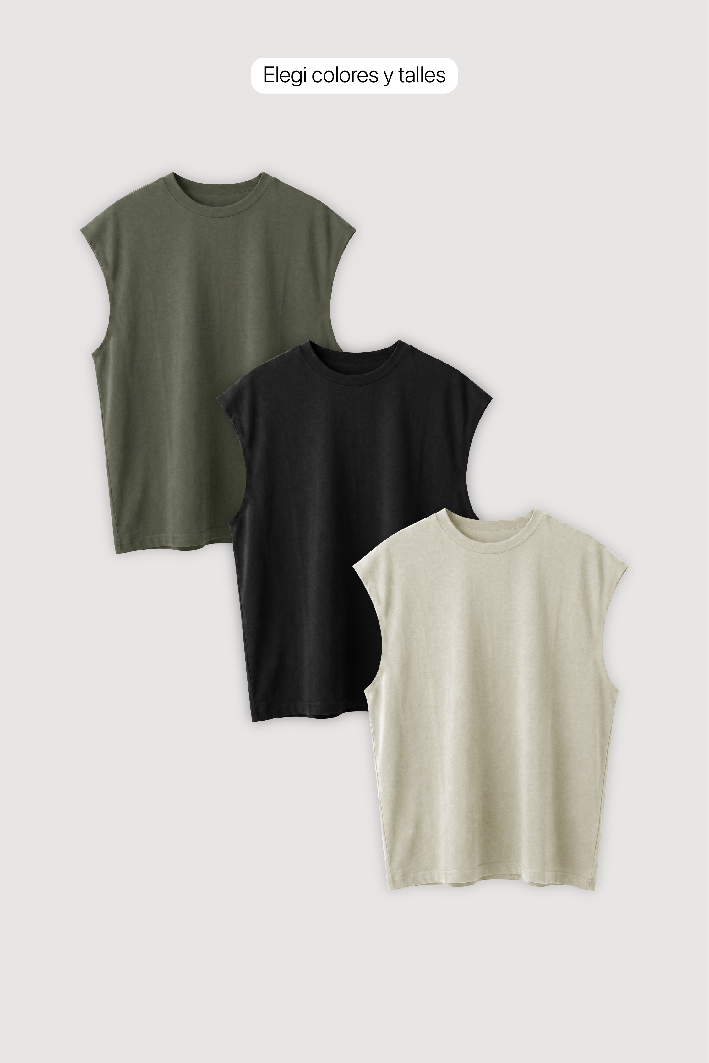 Remera Sin Mangas x 3