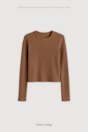 Remera Ribb Manga Larga Crop - Nuez Mag