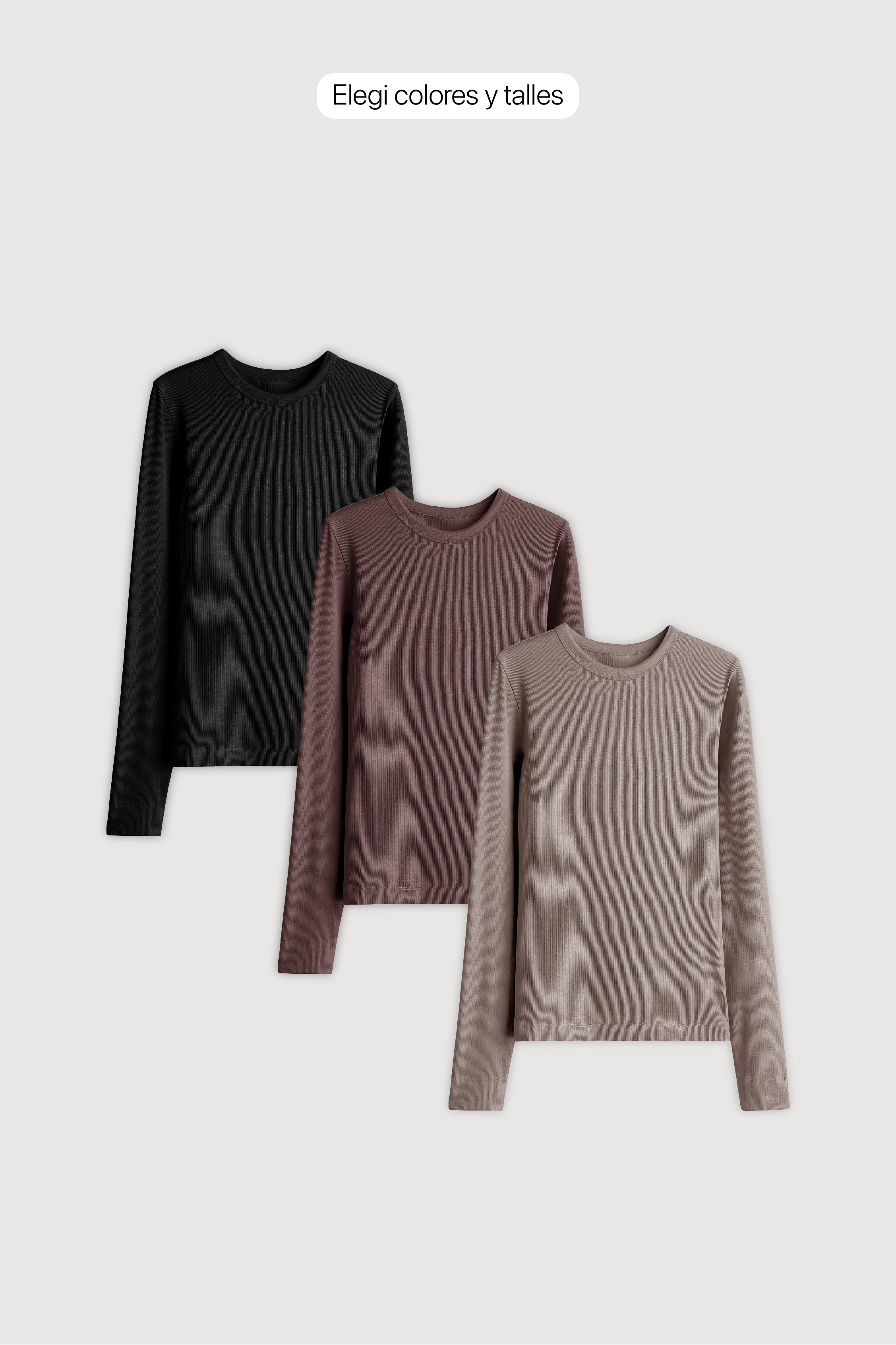 Pack x3 Remera Ribb Manga Larga