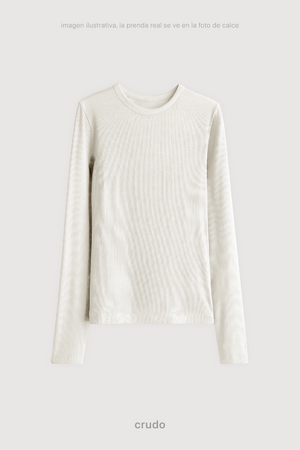 Remera Ribb Manga Larga - Crudo