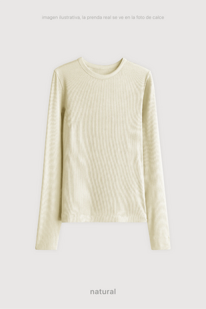 Remera Ribb Manga Larga - Natural