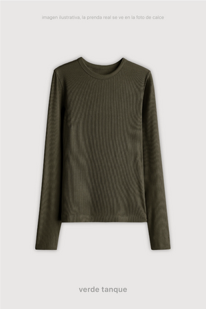 Remera Ribb Manga Larga - Verde Tanque