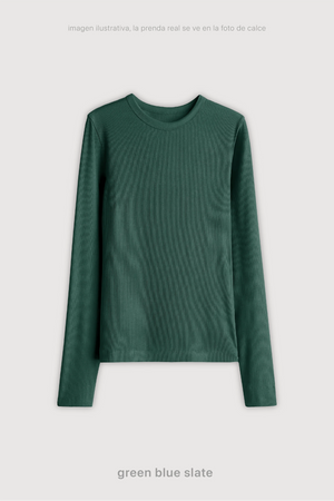Remera Ribb Manga Larga - Green Blue Slate