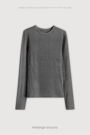 Remera Ribb Manga Larga - Melange Oscuro