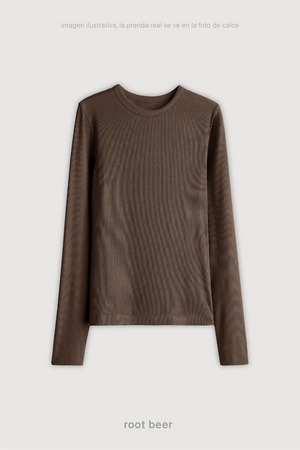 Remera Ribb Manga Larga - Root Beer