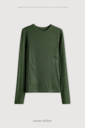 Remera Ribb Manga Larga - Verde Militar