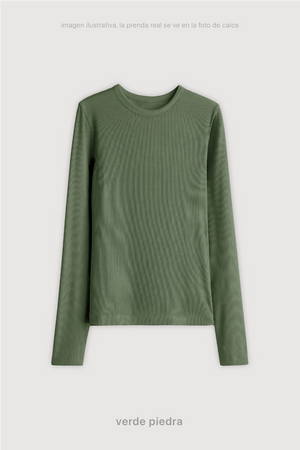 Remera Ribb Manga Larga - Verde Piedra