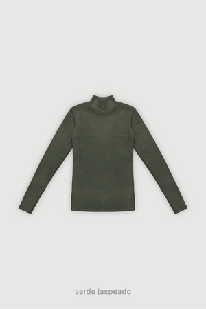 Polera Ribb - Verde Jaspeado