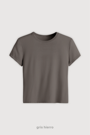 Remera Baby Tee Midi - Gris Hierro