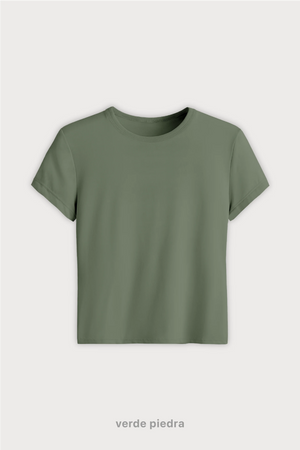 Remera Baby Tee Midi - Verde Piedra
