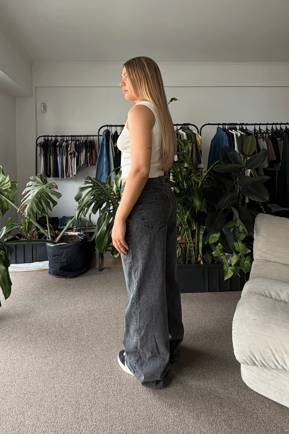 Jean Elastizado Wide Leg Old Black Mujer