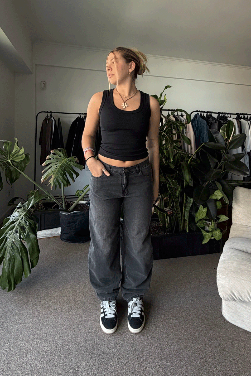 Jean Baggy Old Black Mujer