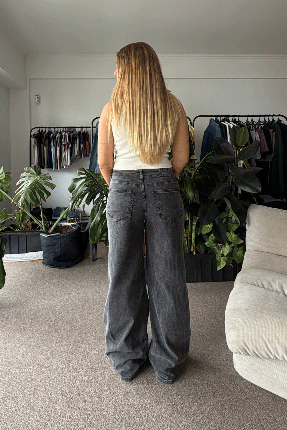 Jean Elastizado Wide Leg Old Black Mujer