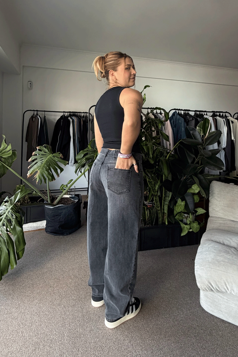 Jean Baggy Old Black Mujer