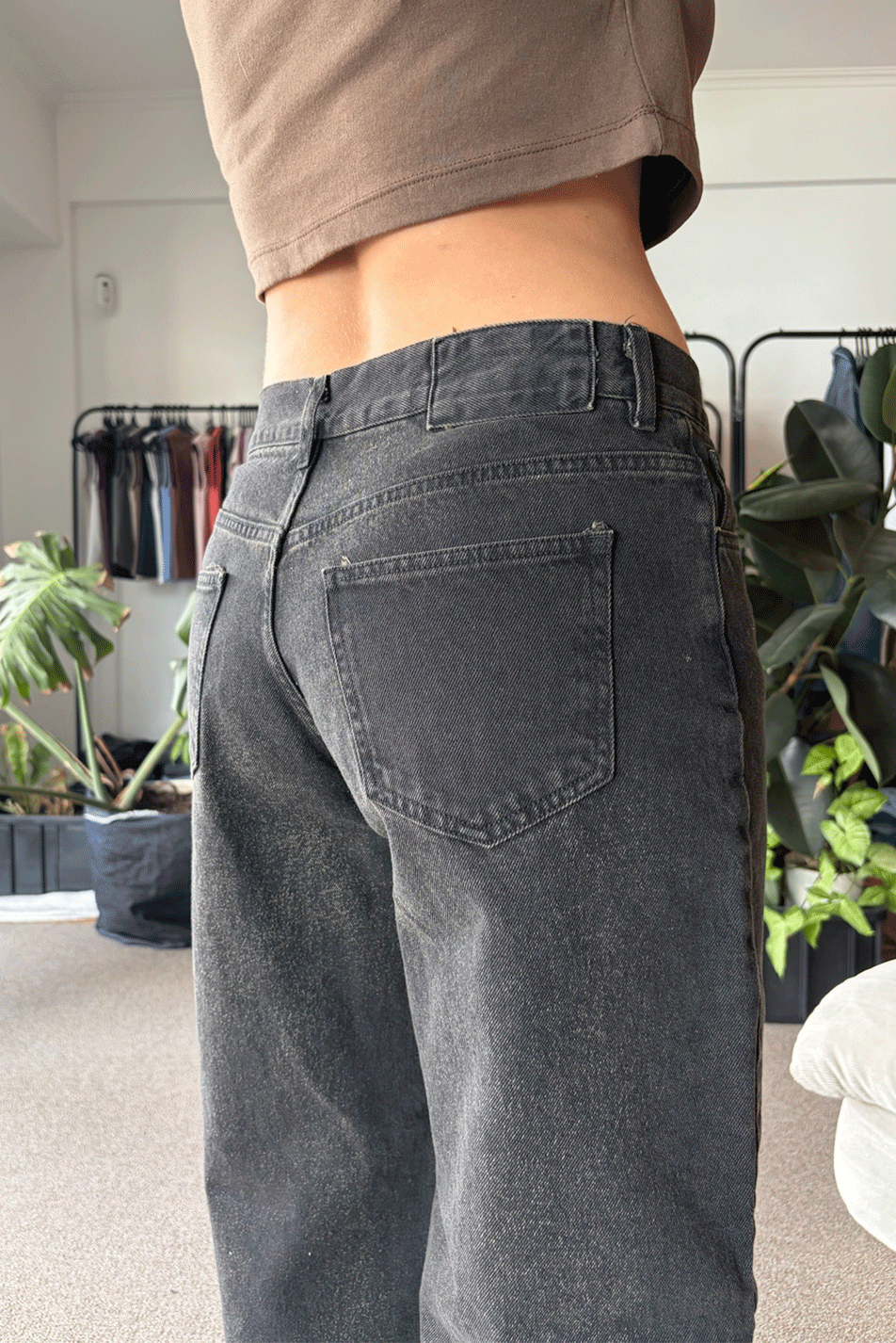 Jean Baggy Oxido Black Mujer