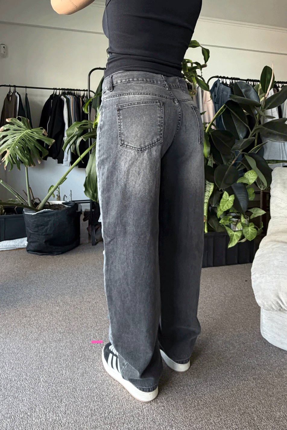 Jean Baggy Old Black Mujer