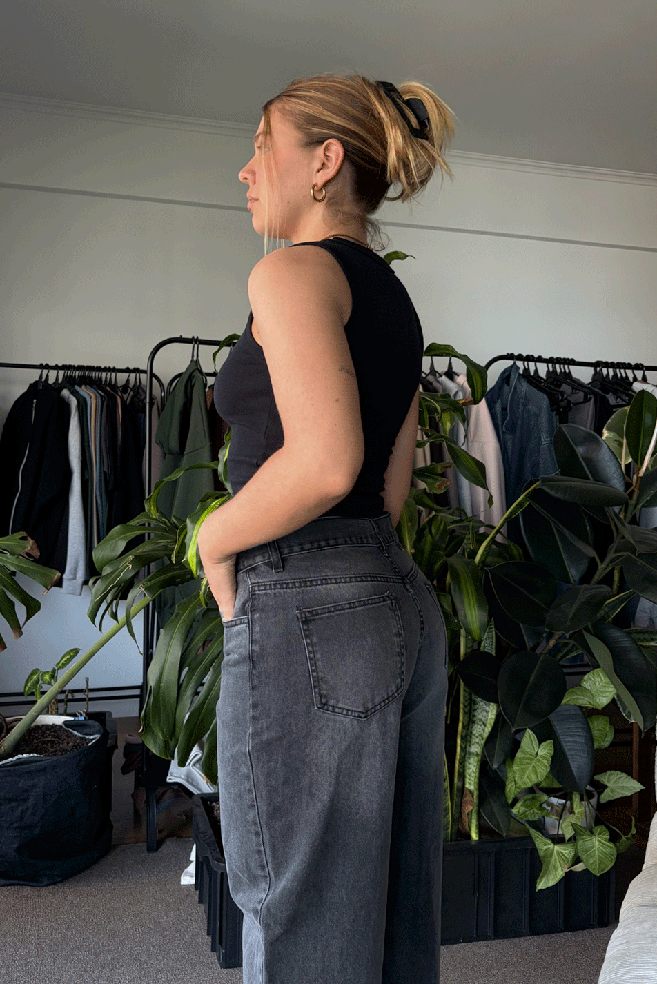 Jean Baggy Old Black Mujer