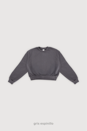 Buzo Wide Cut Frisado - Gris Espinillo
