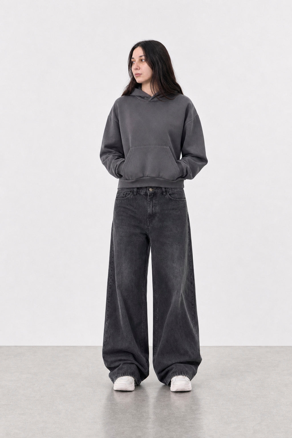 Jean Elastizado Wide Leg Old Black Mujer