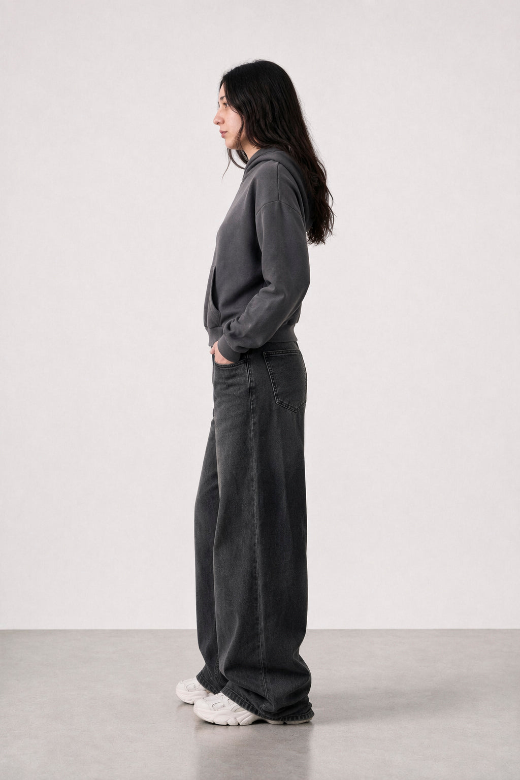 Jean Elastizado Wide Leg Old Black Mujer