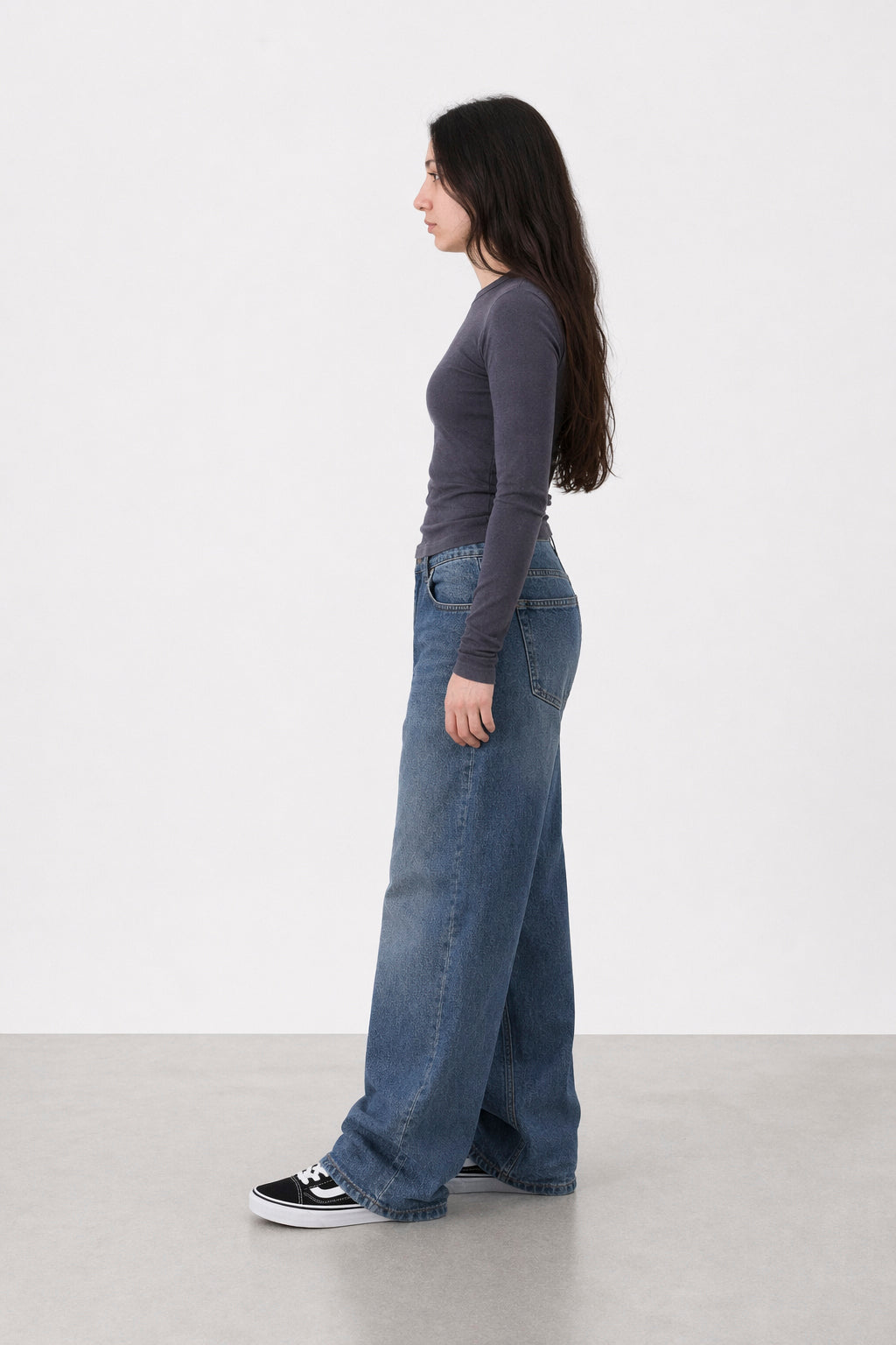 Jean Baggy Old Blue Black - Mujer