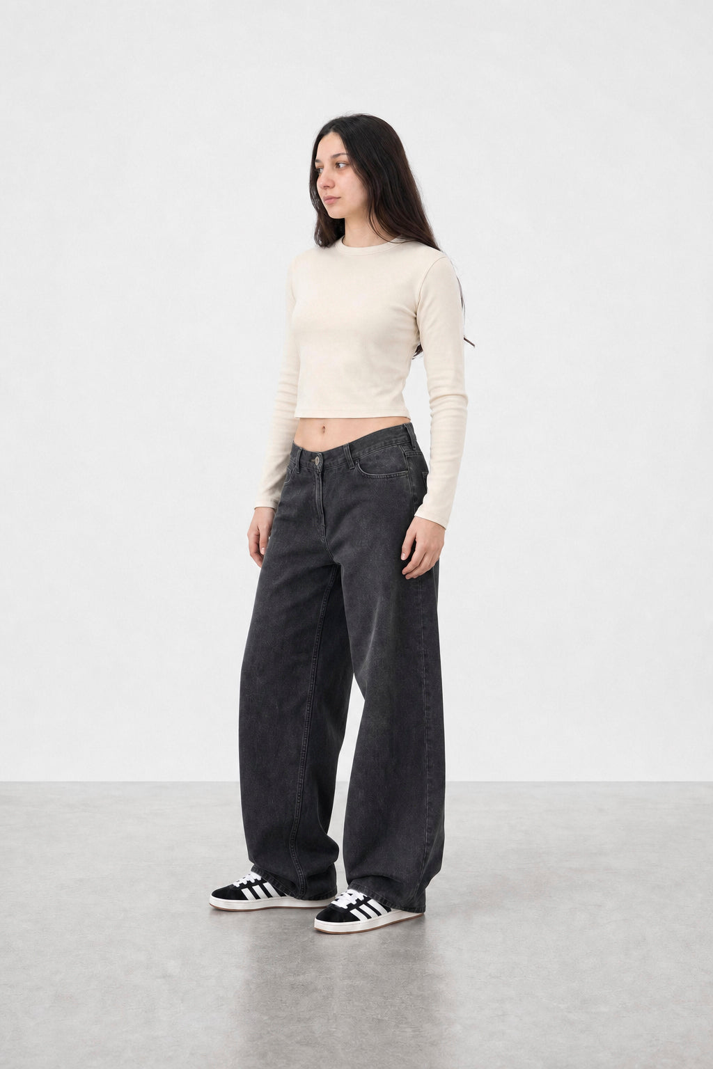 Jean Baggy Oxido Black Mujer