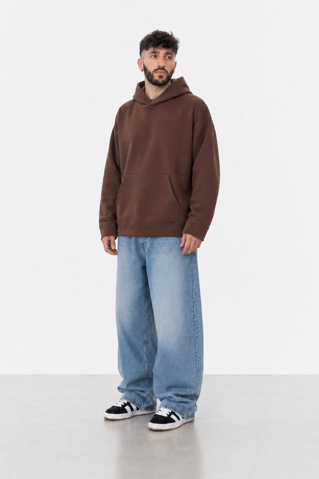 Canguro Oversize Frisado + Jean Baggy Light Blue Hombre