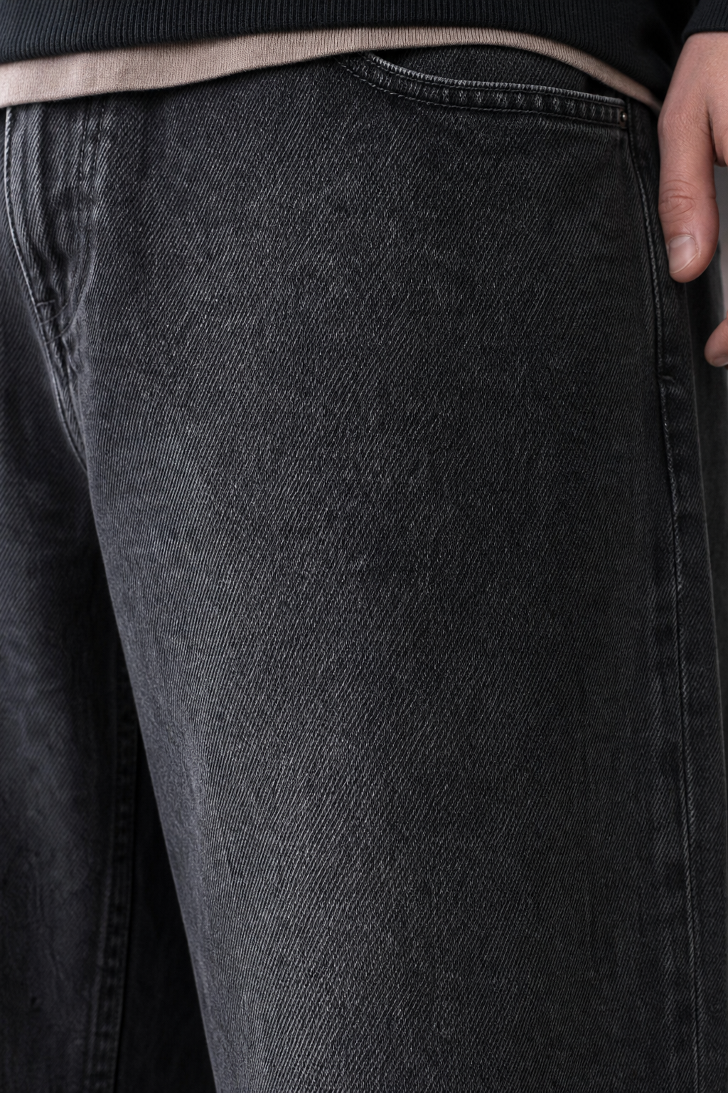 Hoodie Oversize Frisado + Remera Classic + Jean Baggy Old Black Hombre