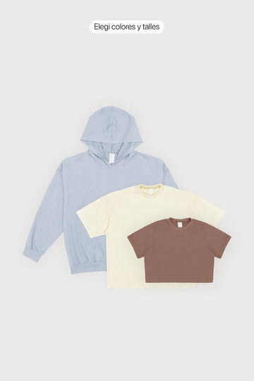SS25 Hoodie Boxy Fit + SS25 Remera Oversize + SS25 Baby Tee + 🎁 Hoodie de outlet de regalo