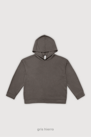 Hoodie Oversize Frisado - Gris Hierro