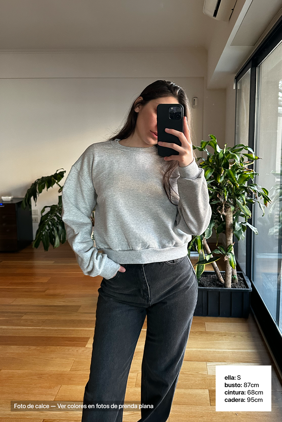 Buzo Wide Cut Frisado - Gris Espinillo