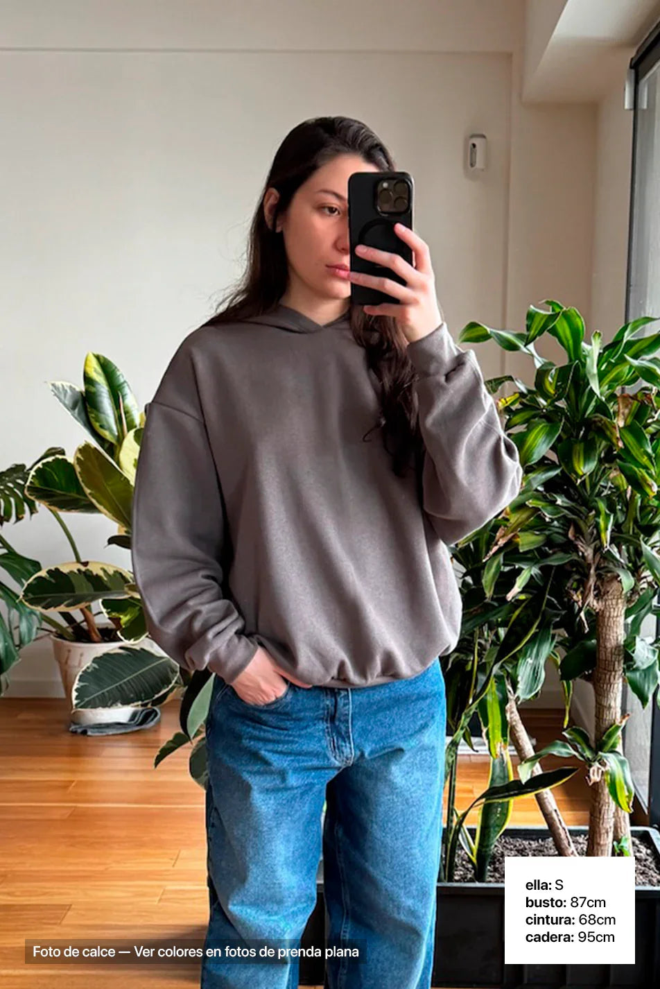 Hoodie Boxy Frisado + Polera Ribb + Jean Baggy Oxido Black Mujer