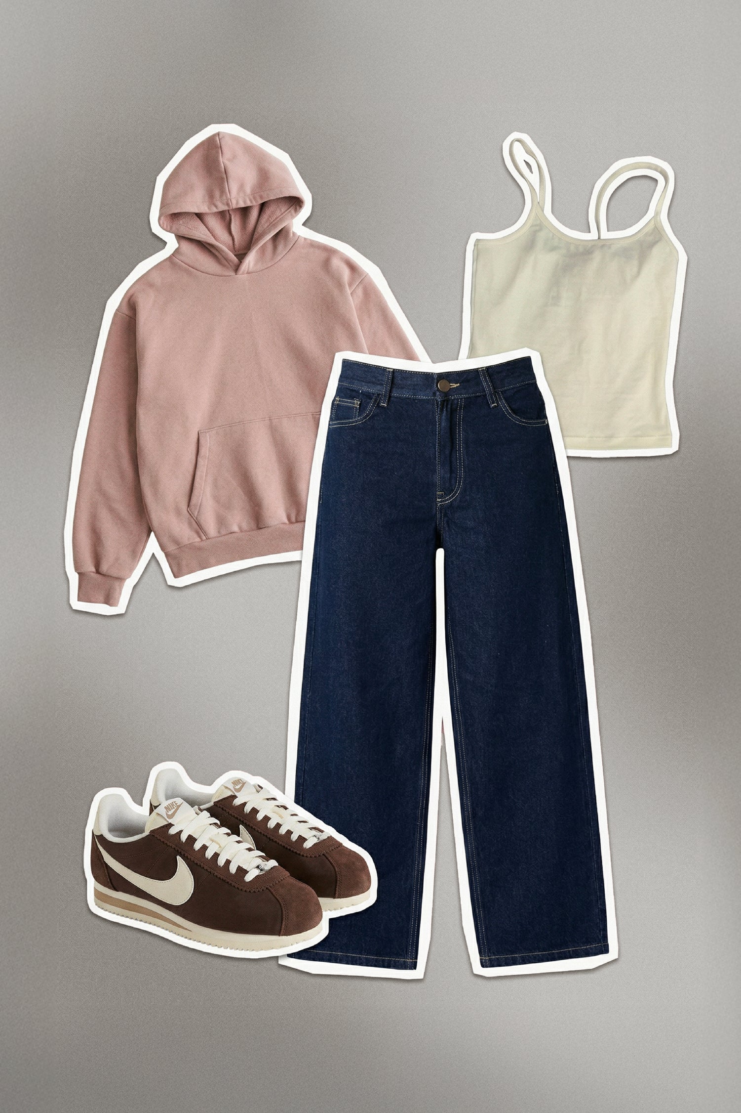 Canguro Boxy Frisado + Top Tiritas + Jean Baggy Classic