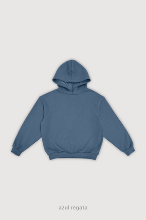 Hoodie Boxy Frisado Ribb - Azul Regata