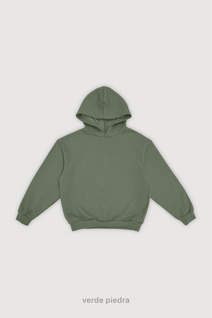 Hoodie Boxy Frisado Ribb - Verde Piedra