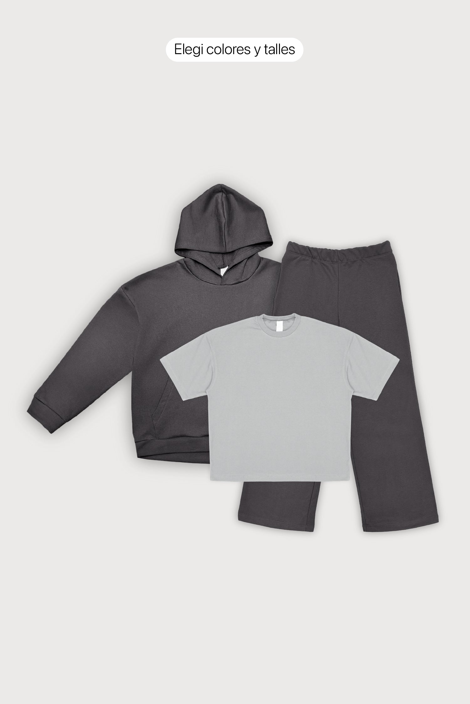 Canguro Oversize Frisado + Remera Oversize + Jogging Baggy Frisado