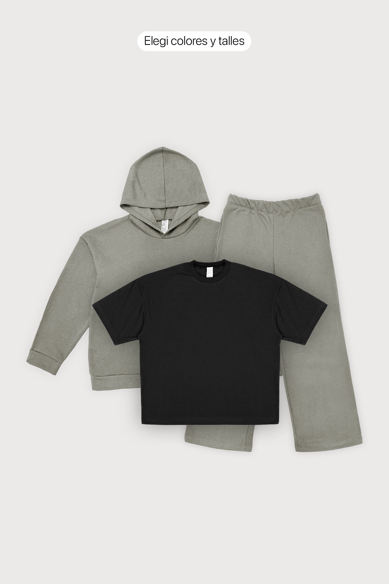 Hoodie Oversize Frisado + Remera Oversize + Jogging Baggy Frisado
