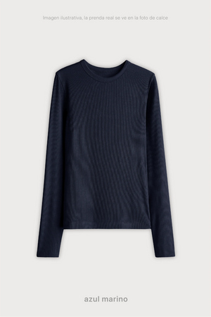 Remera Ribb Manga Larga - Azul Marino
