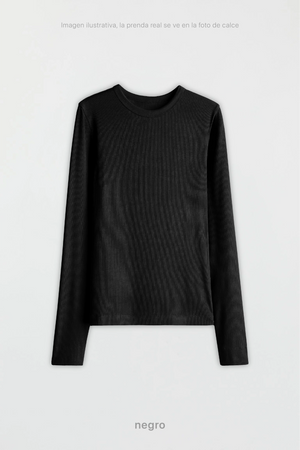Remera Ribb Manga Larga - Negro