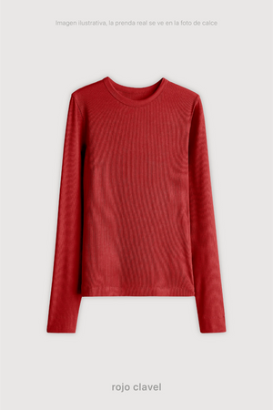 Remera Ribb Manga Larga - Rojo Clavel