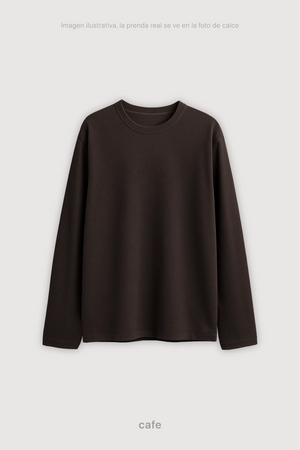 Remera Manga Larga Hombre - Cafe