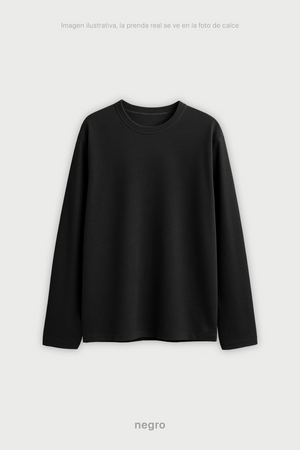 Remera Manga Larga Hombre - Negro