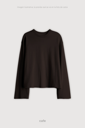 Remera Manga Larga Mujer - Cafe