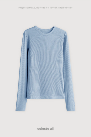 Remera Ribb Manga Larga - Celeste All