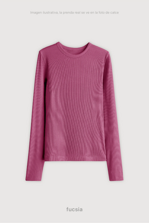 Remera Ribb Manga Larga - Fucsia