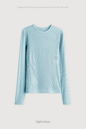 Remera Ribb Manga Larga - Light Blue