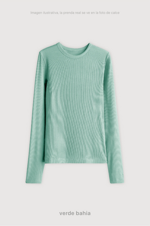 Remera Ribb Manga Larga - Verde Bahia