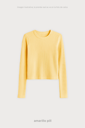Remera Ribb Manga Larga Crop - Amarillo Pill
