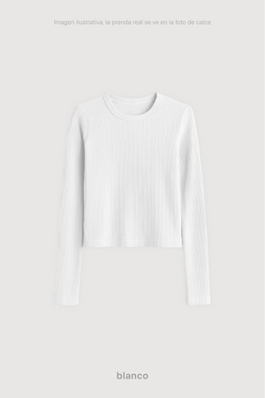 Remera Ribb Manga Larga Crop - Blanco